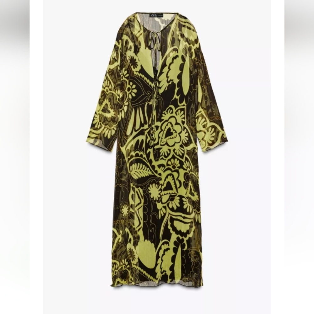 Zara Zw Collection Printed Tunic Dress Sz-M